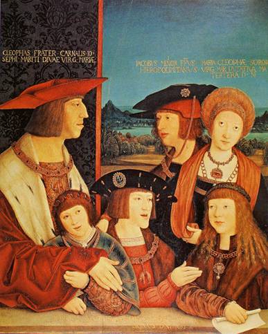 Maximilian I  and Family  ca. 1508 (Bernhard Strigel) Kunsthistorisches Museum, Wien, Gemäldegalerie, 832